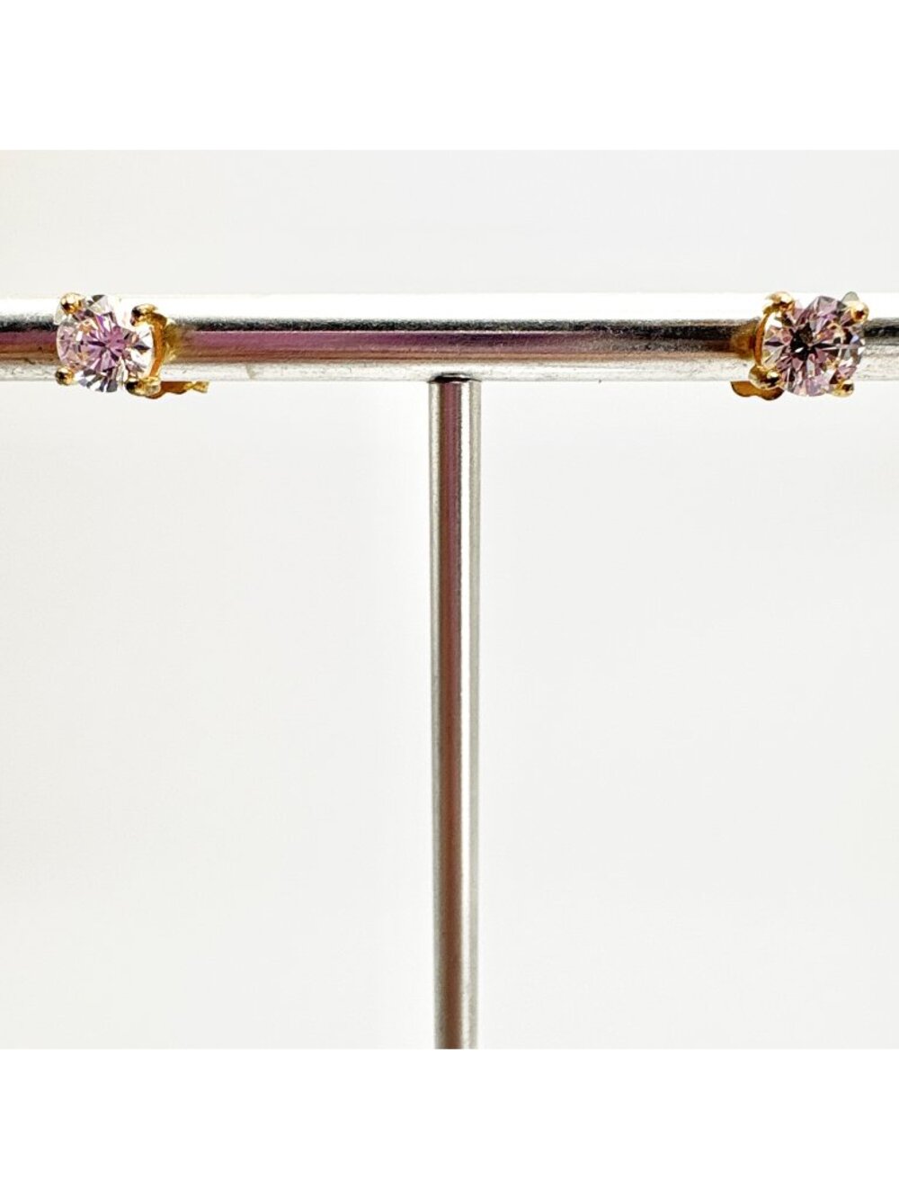 Cubic Zirconia Gold Over Sterling Silver 925 Stud Earrings Size 0.25" Length
